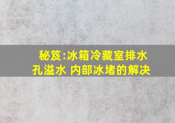 秘笈:冰箱冷藏室排水孔溢水 内部冰堵的解决